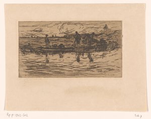 Landschap met twee figuren aan het water