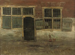 Kleine huizen, Leiden, 1881 door Floris Verster