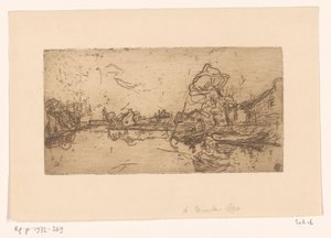 Riviergezicht met figuren in een boot door Floris Verster