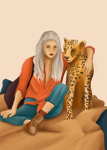 Rustige cheetah-metgezel