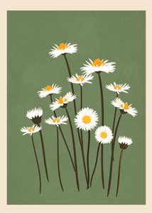 Witte madeliefjes op groen door Flow Line