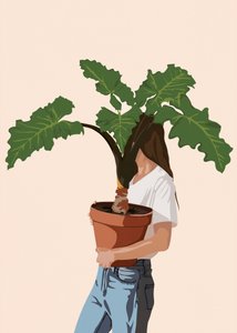 Vrouw met plant in haar handen door Flow Line