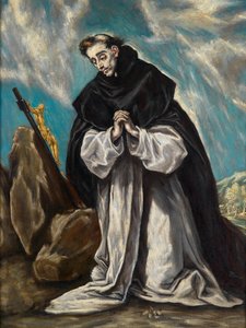 St Dominicus in gebed door Follower of El Greco