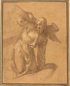 Christus valt onder het kruis door Follower of Francesco Salviati