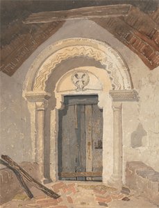 Normandische deuropening, Tottenhill Church, Norfolk door Follower of John Sell Cotman
