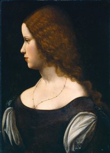 Portret van een jonge dame door Follower of Leonardo da Vinci