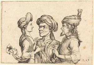 Drie Oosterse Figuren door Follower of Martin Schongauer