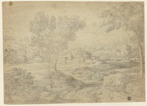 Italiaans landschap met gebouwen
