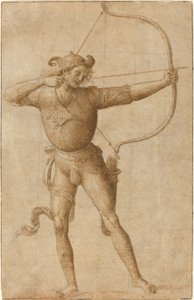Boogschutter die een Boog Spant door Follower of Pietro Perugino