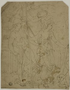 Scène met Mercurius en Minerva