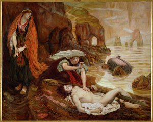 Haydee ontdekt het lichaam van Don Juan ... (schilderij op doek) door Ford Madox Brown