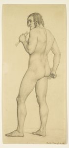 Man - Academisch naakt Studie geposeerd als beeldhouwer door Ford Madox Brown