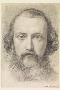 Portret: Hoofdstudie van Daniel Casey (Gezicht in volle omvang) door Ford Madox Brown