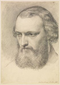Portret: Hoofdstudie van Daniel Casey (Driekwartaanzicht) door Ford Madox Brown
