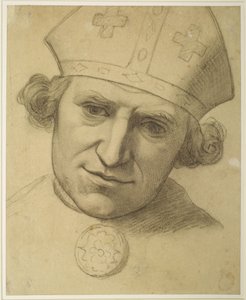 De Geest van Gerechtigheid - Studie voor het Hoofd van een Bisschop door Ford Madox Brown