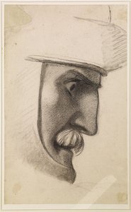 De geest van gerechtigheid - Studie voor hoofd van de baron door Ford Madox Brown