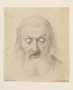 Wycliffe leest zijn bijbelvertaling - Studie voor het hoofd van Wycliffe door Ford Madox Brown