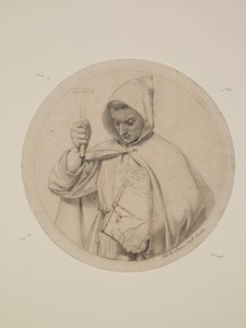 Wycliffe leest zijn Bijbelvertaling - Studie van een monnik die het katholieke geloof vertegenwoordigt door Ford Madox Brown