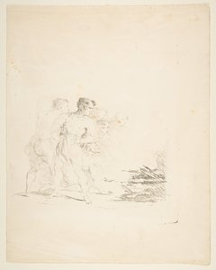 Mannen die op een vuur spugen, ca. 1820-1850 door Formerly attributed to Goya