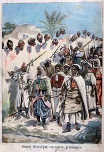 Kolom van opstandige Marokkanen gevangen genomen bij Tadla door het leger van Sultan Abdul-Hafiz door Fortuné Méaulle