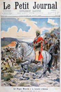 Negus van Ethiopië, Menelik II, bij de Slag van Adoua, 1898 door Fortuné Méaulle