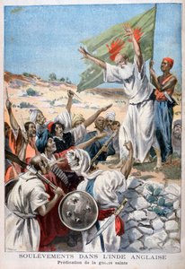 Prediking Heilige Oorlog tijdens een opstand in Brits-Indië, 1897 door Fortuné Méaulle
