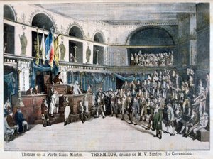 De Conventie, scène uit Thermidor, in het Théâtre de la Porte Saint-Martin, Parijs door Fortuné Méaulle
