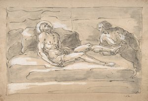 De Dode Christus Betreurd door de Magdalena die de Wonden op Zijn Voeten Vereert, 1787-1863 door Fortunato Duranti