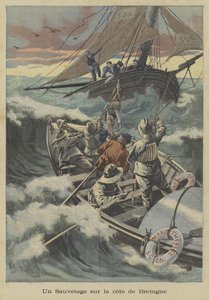 Een reddingsboot redding voor de kust van Bretagne door Fortune Louis Meaulle
