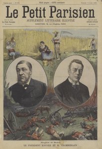 President Kruger van Transvaal en Joseph Chamberlain, Britse staatssecretaris voor de Koloniën