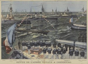Franse marineparade voor de kust van Cherbourg