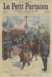 Paarden paraderen voor de jury tijdens een wedstrijd in Vincennes, Parijs