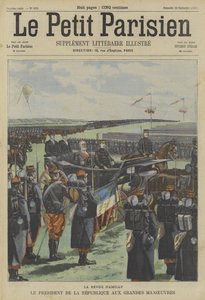 President Loubet van Frankrijk inspecteert troepen tijdens de grote manoeuvres van het Franse leger in Amilly