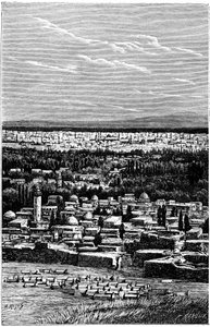 Syrië: Damascus rond 1900 - Moslimbegraafplaats - gravure door Meyer en Meaulle uit het boek “A l