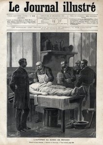 De autopsie van Baron Jacques de Reinach (1840-1892) in 1892 - gravure door Meaulle in 