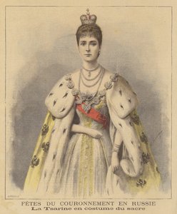 Tsarina Alexandra van Rusland in haar kroningsgewaden