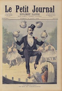 Georges Clemenceau (1841-1929) jongleert met zakken Engels geld, uit 