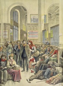 Italiaanse emigranten op Gare Saint-Lazare, uit 