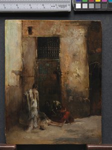 Bedelaars bij een deur, 1870