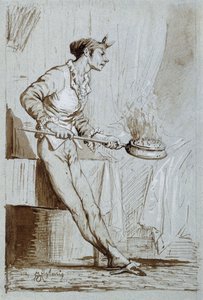 Dienstmeid met een beddenwarmer door Fortuny y Carbó