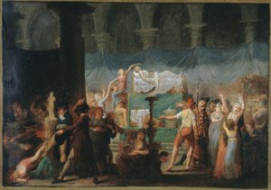 Begrafenis van Marat, in de kerk van de Cordeliers, 15 en 16 juli 1793, circa 1793 door Fougeat (attr. to)