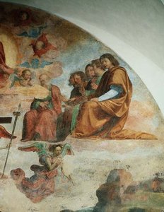 Het Laatste Oordeel, detail met de Apostelen links van Christus