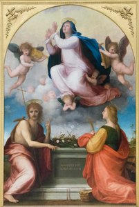 Hemelvaart met Sint Johannes de Doper en Sint Catharina van Alexandrië door Fra (1472 1517) Bartolomeo
