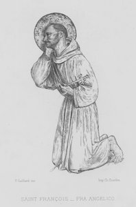 St. Franciscus van Assisi (lithografie) door Fra (after) Angelico