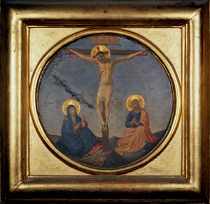 Kruisiging van Christus tussen de Maagd en Maria Magdalena