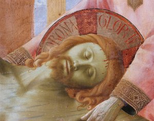 Kruisafneming, of altaarstuk van de Heilige Drie-eenheid door Fra  Angelico