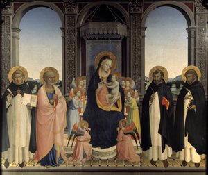 Polyptiek van Sint Dominicus - Sint Thomas van Aquino en Sint Barnabe, Sint Dominicus en Sint Petrus Martelaar door Fra  Angelico