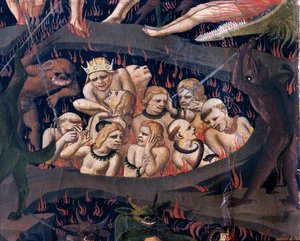 Het laatste oordeel: Hel (tempera op hout) door Fra  Angelico