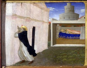 De droom van Innocentius III - het onderste deel (de predella) van de 