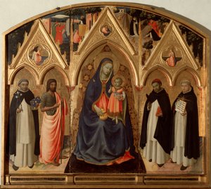 Maagd en Kind omringd door St. Dominica, St. Johannes de Doper, St. Thomas van Aquino en St. Petrus martelaar (St. Petrus van Verona drieluik)